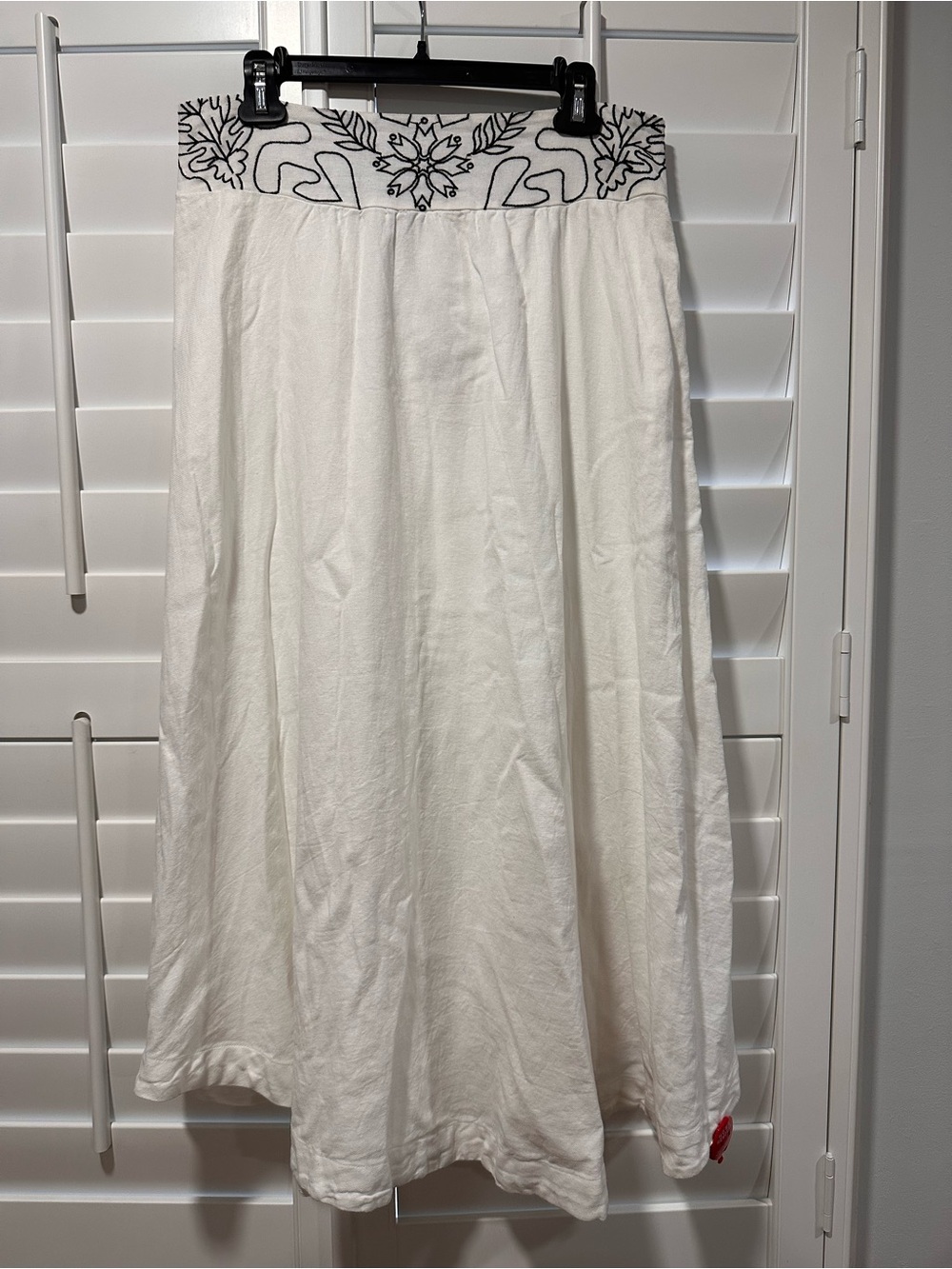 Elie Tahari Cream Embroidered Maxi Skirt NWT Large White Waist A-Line Cotton